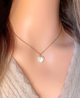 24K Natural Seashell Heart Necklace