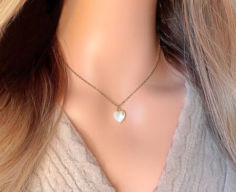 24K Natural Seashell Heart Necklace