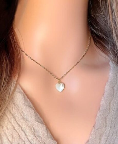 24K Natural Seashell Heart Necklace