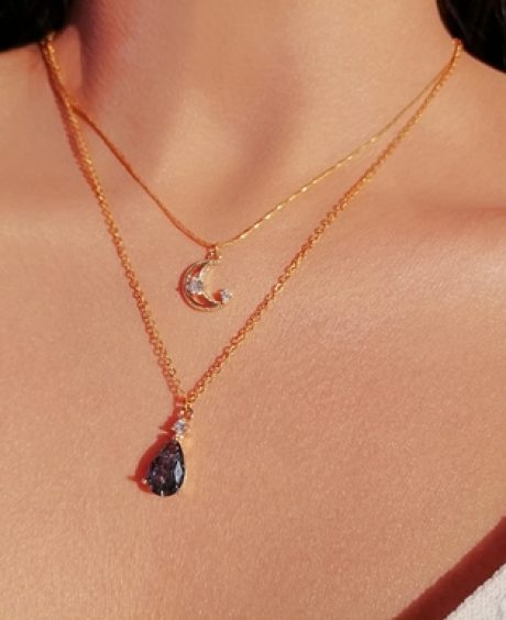 Moon Layered Necklace 18 Karats gold Plated