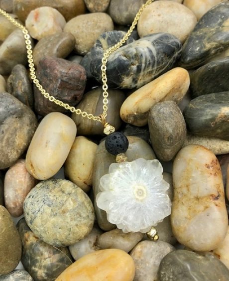 Solar Quartz Lava Necklace