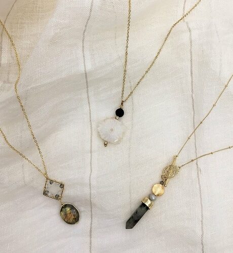 Solar Quartz Lava Necklace